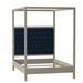 Kristin Drohan Collection Gates Tufted Solid Wood & Canopy Bed Wood & Upholstered/ in Gray/Blue | 90 H x 77 W x 91 D in | Wayfair