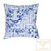 Kathy Ireland Home Bird And Lattice Floral Indoor/Outdoor Throw Pillow Polyester/Polyfill blend in Blue/White | 18 H x 18 W x 4.5 D in | Wayfair