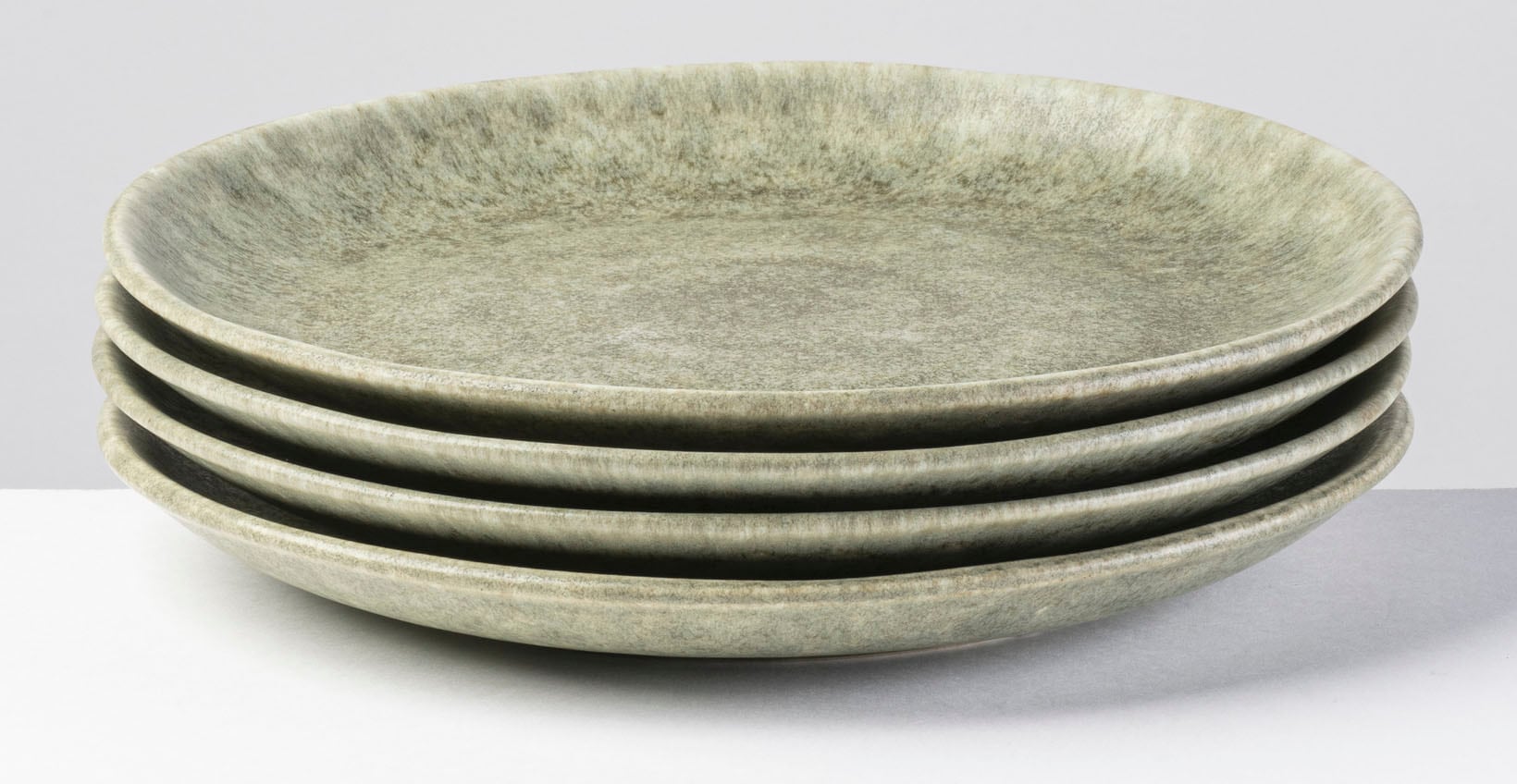 Dessertteller GIPFELSTÜCK "Teller Set, Moos'n'Stein", grün, B:21cm Ø:21cm, Steinzeug, Speiseteller, Scandi-Style, glänzende Reaktivglasur, jedes Stück ein Unikat Image