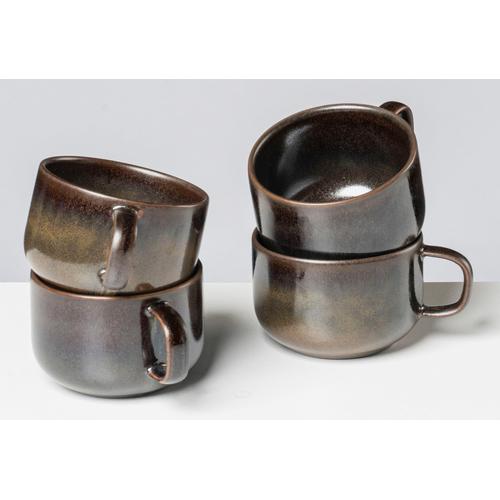 „Tasse GIPFELSTÜCK „“Glockenklang““ Trinkgefäße Gr. x, 220 ml, 4 tlg., braun (bronze) Kaffeetasse Kaffeebecher und Kaffeetassen Scandi-Style, Reaktivglasur, jedes Stück ein Unikat, 4-teilig“