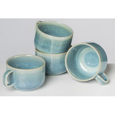 Tasse GIPFELSTÜCK "Tiefer See", bunt (grün, blau), 220ml, 4 tlg., Steinzeug, Trinkgefäße, Kaffeetasse, Scandi-Style, Reaktivglasur, jedes Stück ein Unikat, 4-teilig Image