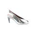 CAREL Paris Heels: Slingback Stilleto Cocktail Silver Solid Shoes - Women's Size 36.5 - Almond Toe