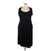Lily Casual Dress - Midi Scoop Neck Short sleeves: Black Solid Dresses - Women's Size 2X