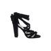 Torrid Heels: Black Print Shoes - Women's Size 8 Plus - Open Toe