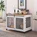 Tucker Murphy Pet™ Anti-Bite Barn Door Dog Crate Dog Cage Kennel w/Removable Partition Wood in White/Brown | 26.6 H x 39 W x 25 D in | Wayfair