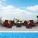 Hokku Designs Joquita 13-Piece Patio Outdoor Sectional Set w/ Fire Pit Table Chaise Lounge & Cushions Metal/Rust - Resistant Metal in Red | Wayfair