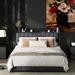 Latitude Run® Balon Metal Platform Bed w/ LED Headboard & 4 Drawers, 2 USB ports Upholstered/Metal/Linen in Gray | Wayfair