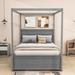 Red Barrel Studio® Saher Full Size Wood Canopy Bed w/ Four Drawers & Headboard Wood & Metal/Metal in Gray | 72 H x 57 W x 80 D in | Wayfair