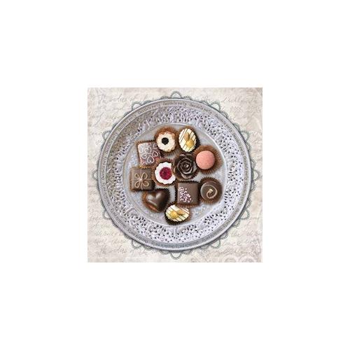 160 Servietten, 3-lagig 1/4-Falz 25 cm x 25 cm Chocolate Party
