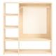 Armoire Montessori en épicéa massif de couleur beige avec du rotin