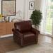 Burgundy Leather Single Sofa Chair Nailhead Accent Chaise Lounge Couch