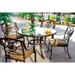 Darlee Ten Star Antique-bronze Cast-aluminum Dinng Set With Sesame Seat Cushions and Glass 48-inch Round Dining Table