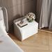 White Matte Spray Paint Bedside Table Coffee Side Table Accent End Table with 2 Wood Storage Drawers