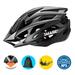 IMAGE Cycling Helmet for Road Racing Adjustable Lightweight Breathable CPSC Mountain Bicycle Helmet with 1 Detachable Visor 2 Inner Linings Black