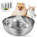 Pet Water Fountain 2L/67oz Stainless Steel Automatic Water Fountain for Cat Dog Cat Fountains Water Bowl with 5 Replacement Filters