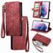 Feishell for iPhone 7 Plus/8 Plus Case Wallet Retro High Quality Zipper Pouch PU Leather Strap Flip Case with Magnetic Closure [RFID Blocking] Card Holder Kickstand for iPhone 7 Plus/8 Plus Red