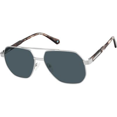 Zenni Men's Aviator Rx Sunglasses Silver Mixed Full Rim Frame