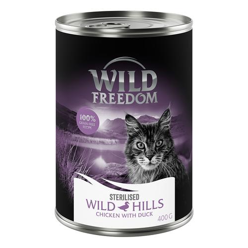 Wild Freedom Adult Sterilised 12 x 400 g - getreidefreie Rezeptur - Wild Hills Sterilised - Ente...