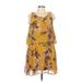 Entro Casual Dress - A-Line Scoop Neck Sleeveless: Yellow Print Dresses - Women's Size Large