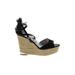 Sam Edelman Wedges: Espadrille Platform Bohemian Black Solid Shoes - Women's Size 7 1/2 - Open Toe