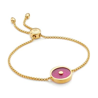 Gold Atlantis Evil Eye Friendship Chain Bracelet Pink Quartz