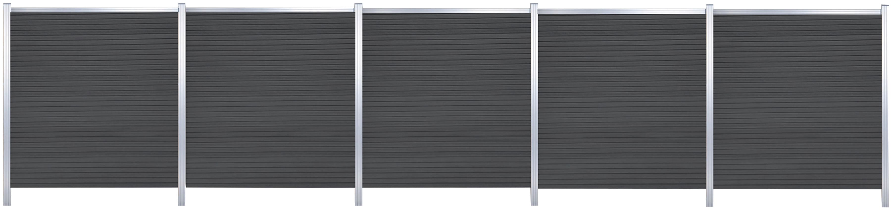 Sichtschutzelement TETZNER & JENTZSCH "WARREN 3", braun (schwarzbraun), H:180cm, Aluminium, WPC (Holz-Kunststoff-Komposit), Zaunelemente, pflegeleicht, coextrudierte Oberfläche, Design-Oberfläche