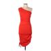 Shein Casual Dress - Party One Shoulder Sleeveless: Red Print Dresses - Women's Size 12