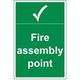 VSafety Fire Assembly Point With Tick Sign - Portrait - 400mm x 600mm - 1mm Rigid Plastic
