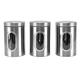 3Pcs Food Storage Jar Stainless Steel Canister Set Coffee Bean Storage Container Decorative Canisters Sugar Coffee Tea Candy Storage Jars for Kitchen Counter Home Decor(Stainless Steel Color 3pcs)