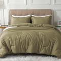 MUXHOMO Queen Comforter Set, Olive Green Comforter for Queen Size Bed, Soft Warm Bedding Set 3 Pieces for All Seasons, 1 Comforter (88"x88") and 2 Pillow Shams (20"x30")