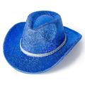 Lisianthus Western Rhinestone Glitter Cowboy Hat for Womens for Disco Parties, Royal Blue, M-L, LISM0255-002