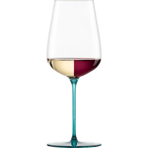 „Weinglas EISCH „“INSPIRE SENSISPLUS, Made in Germany““ Trinkgefäße Gr. Ø 9,1 cm x 23,7 cm, 580 ml, 2 tlg., blau (aqua) Weingläser und Dekanter die Veredelung der Stiele erfolgt in Handarbeit, 2-teilig“