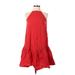 Ann Taylor Casual Dress - Mini Halter Sleeveless: Red Print Dresses - Women's Size 2X-Small Plus