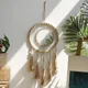 Miroir Mural en Macramé avec Perles en Bois Décoration de la Maison Style Boho Art Mural pour