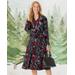 Appleseeds Women's Carefree Knit Ruffle-Neck Floral Dress - Multi - L - Misses