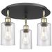 Clymer 15.63"W 3 Light Black Antique Brass Flush Mount w/ Seedy Glass