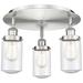 Dover 16.25" Wide 3 Light Satin Nickel Flush Mount With Seedy Glass Sh