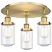 Dover 16.25" Wide 3 Light Brushed Brass Flush Mount With Seedy Glass S