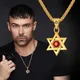 Classic Punk Mysterious Style David Star Pendant Gold Plated Chain Necklace Men and Women Amulet