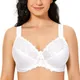 Plus Size Women Bra Full Coverage Minimizer Lace Floral Embrodiery White Bras Non Padded Underwire B