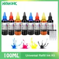 Printer Ink for Canon For Epson For HP For Brother Ink Refill Kit 100ml Bottle 4 Color Dye Ink Paint