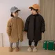 2023 Winter New Children Mid-length Cotton Coat Men and Women Treasure Padded Warm Cotton Clothes