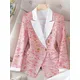 Fashion Red Plaid Ladies Blazer Jacket Women Long Sleeve Single Breasted Female Casual Coat For