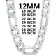 Solid 925 Sterling Silver Necklace for Men Classic 12MM Cuban Chain 18-30 Inch Charm High Quality