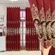 Embroidered Curtains for Living Room Bedroom Dining Windows Door European Hollow Red Wedding