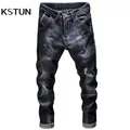 KSTUN Zerrissene Jeans Männer Dunkelblau Stretch Slim Fit Distressed Streetwear Denim Hosen Casual