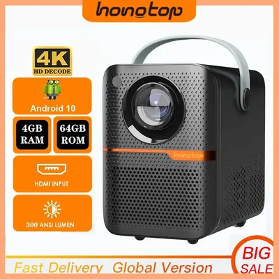 Hongtop android smart mini projektor 300ansi lumen tragbarer projektor 4k mit wifi bluetooth 1080p heimkino beamer