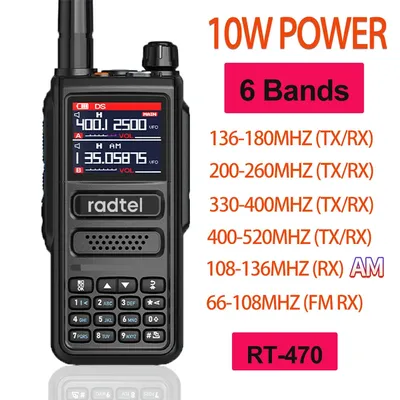 Radtel RT-470 10W Amateur Ham Two Way Radio Station 256CH Air Band Walkie Talkie NOAA LCD Farbe Polizei scanner Luftfahrt