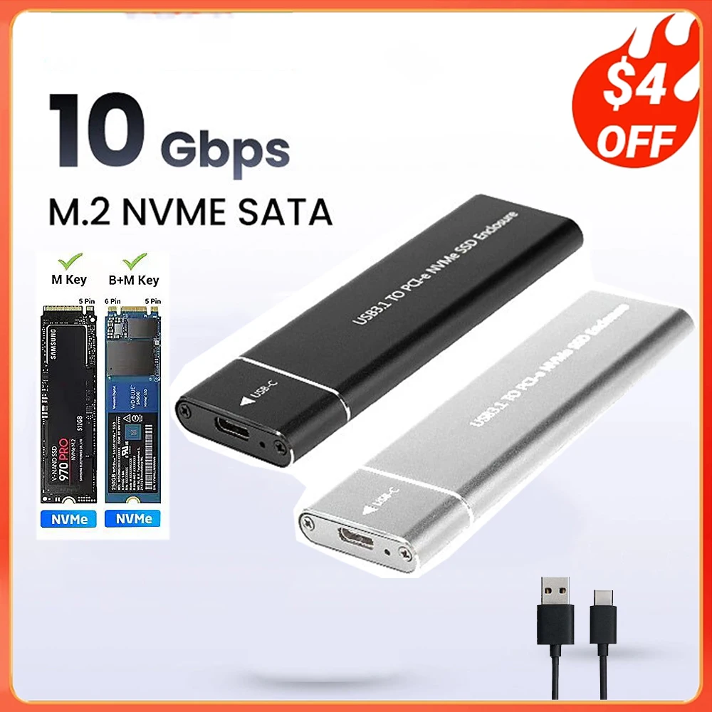 M2 SSD Gehäuse USB3.1 M.2 SATA SSD Gehäuse Box M.2 zu USB Typ C 3.1 SSD Adapter Solide Metall Externe Festplatte Fall Laptop Telefon Image