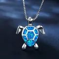 Gioielli divertenti in acciaio Tartaruga marina Ciondolo animale Gioielli da sposa in cristallo blu femminile Collana con ciondoli per accessori per catene al collo da donna